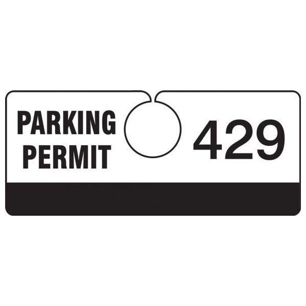 Accuform Parking Permit Tag, Numbered 900-999, Black, 2in x 4.75in, Laminated PF-Cardstock, 100PK TNT429BKK - main